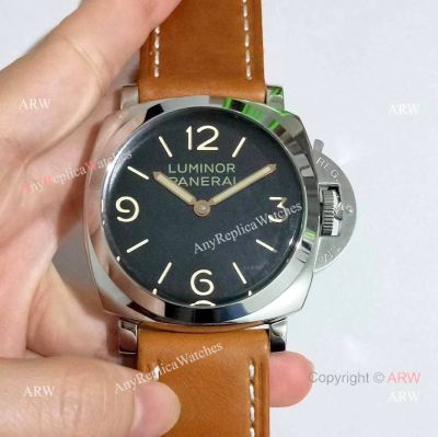 Panerai Luminor PAM 372 Replica Watch SS Brown Leather Strap